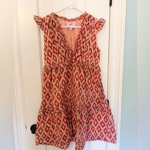 Banjanan Peach and Blue Ruffled Dress